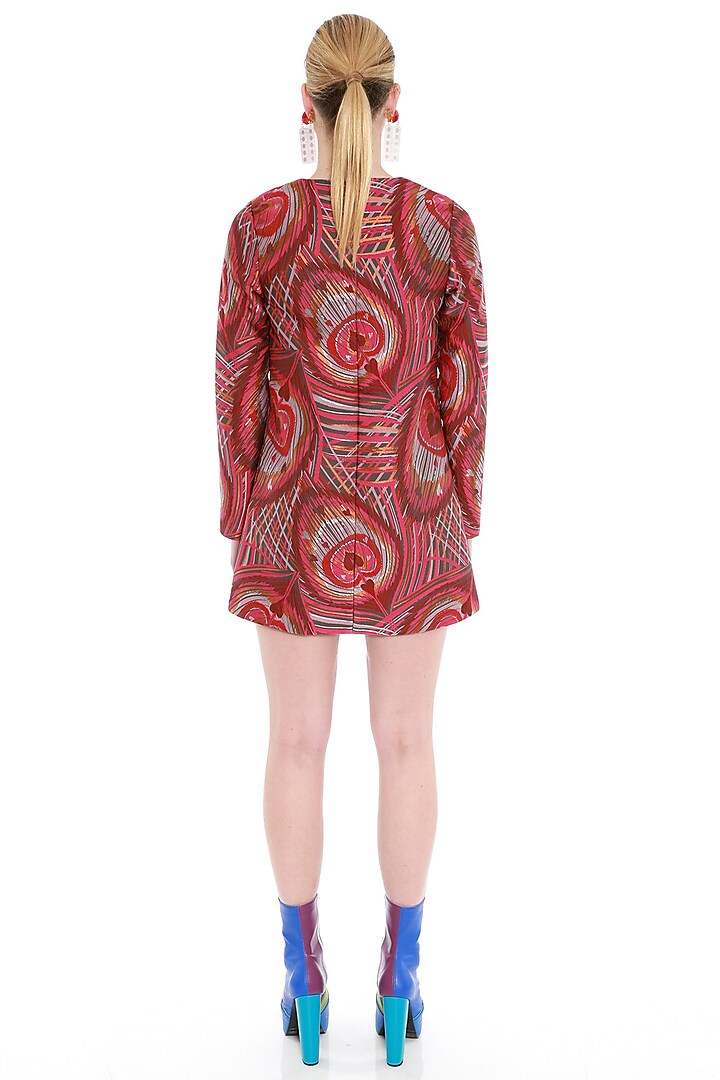 Red Woven Brocade Cocktail Dress by Manish Arora at Pernia's Pop Up Shop