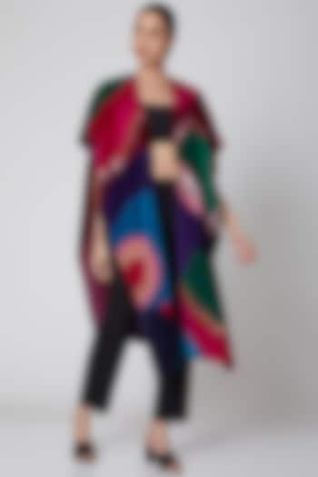 Multi Colored Applique Embroidered Cape by Manish Arora at Pernia's Pop Up Shop