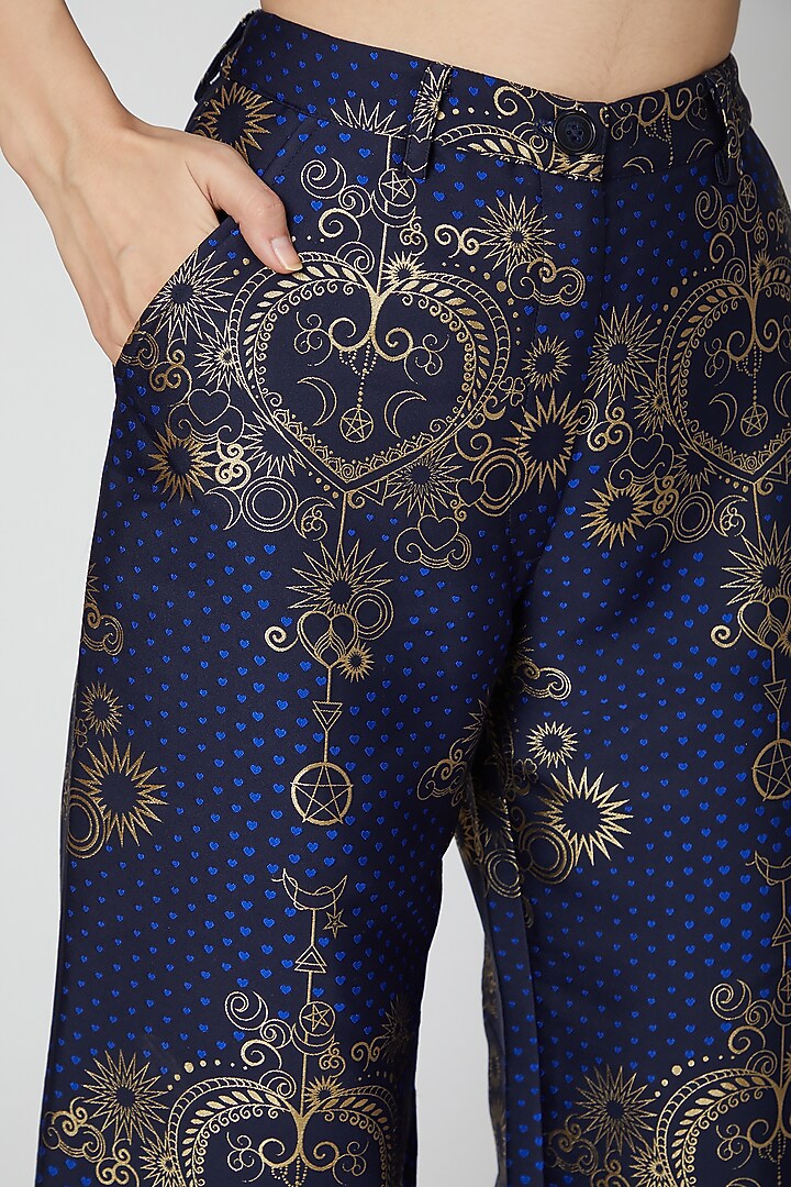 Midnight Blue Brocade Pants by Manish Arora at Pernia's Pop Up Shop