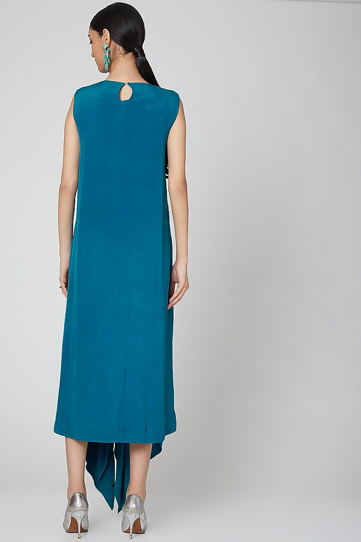 Cobalt Blue Embroidered Dress by Manish Arora at Pernia's Pop Up Shop
