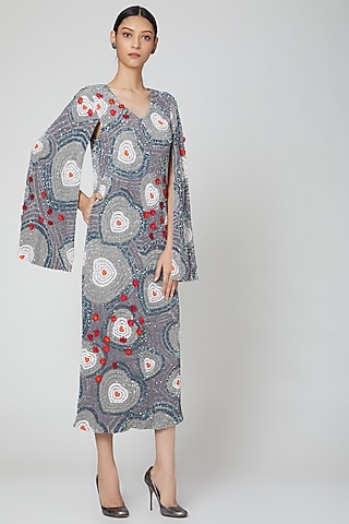 Silver Sequins Embroidered Gown by Manish Arora