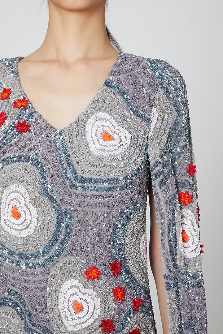 Silver Sequins Embroidered Wedding Gown by Manish Arora at Pernia's Pop Up Shop