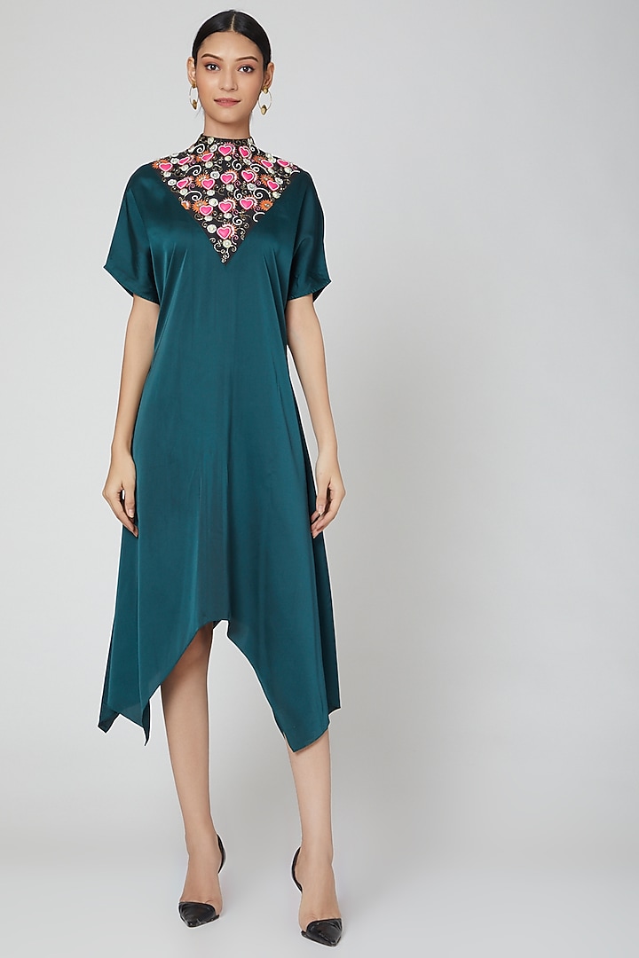 Emerald Green Embroidered Dress Design by Manish Arora at Pernia's Pop