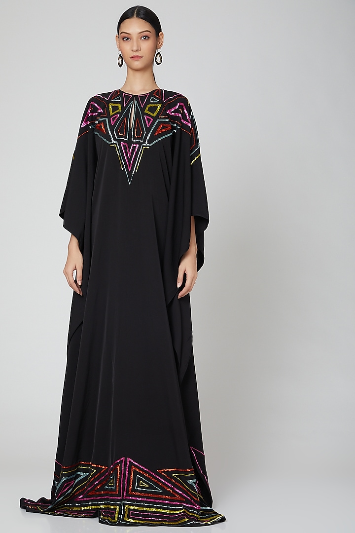 Black Zardosi Embroidered Kaftan by Manish Arora at Pernia's Pop Up Shop
