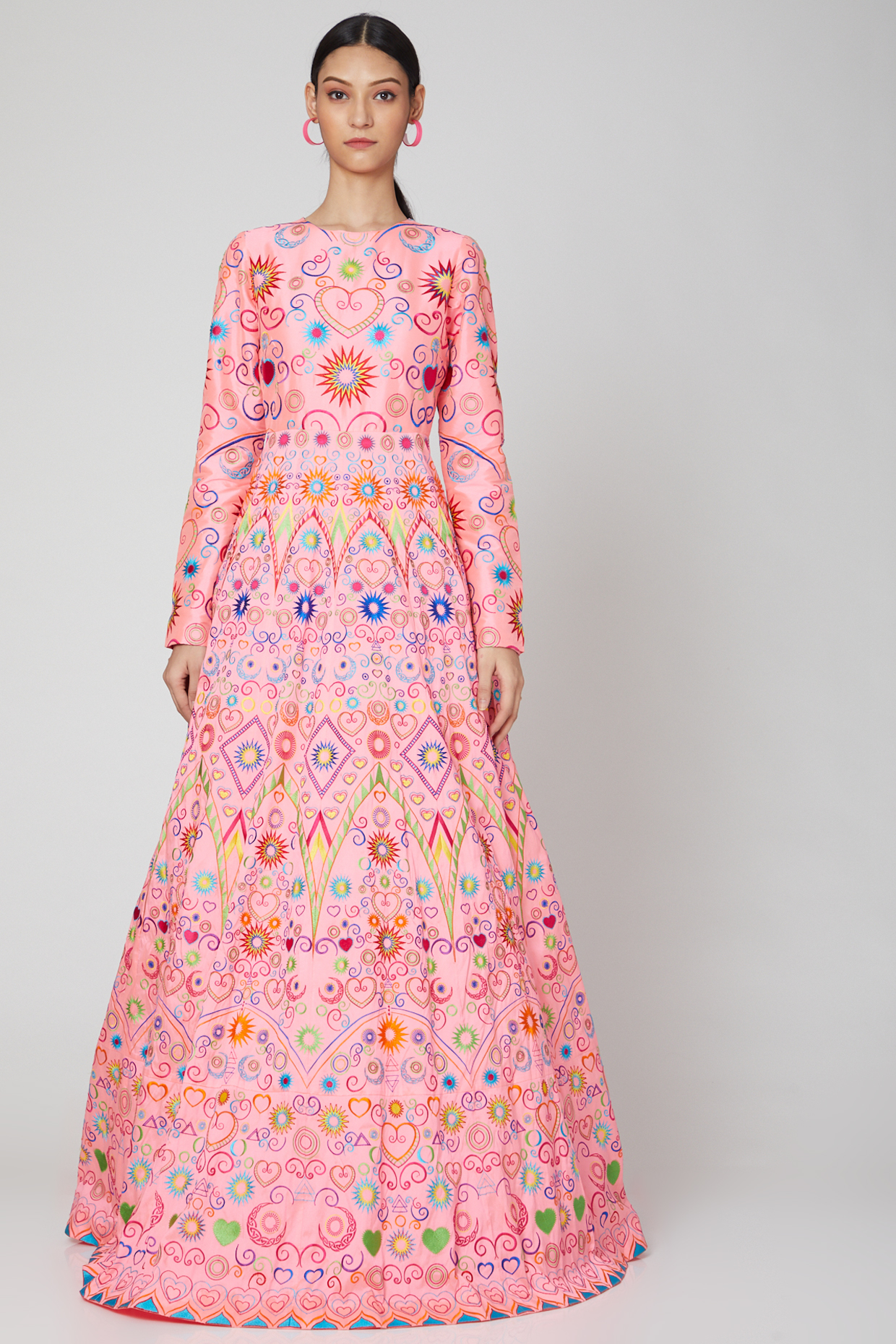 Blush Pink Embroidered Maxi Dress by Manish Arora
