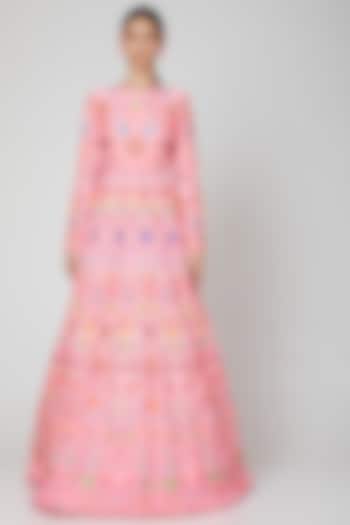 Blush Pink Embroidered Maxi Dress by Manish Arora