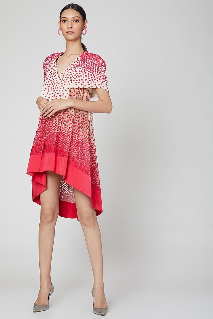 Red Embroidered Asymmetric Dress by Manish Arora at Pernia's Pop Up Shop