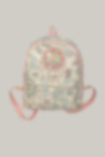 White Printed & Embroidered Bag by Manish Arora at Pernia's Pop Up Shop