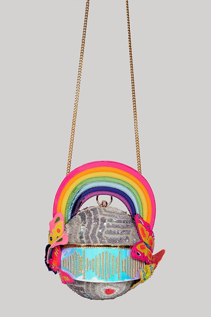Sky Blue Embroidered Bag by Manish Arora at Pernia's Pop Up Shop