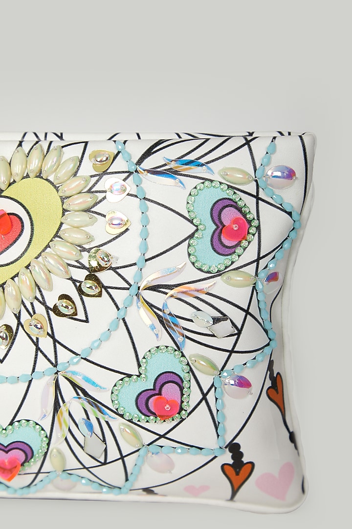 White Floral Printed Bag by Manish Arora at Pernia's Pop Up Shop