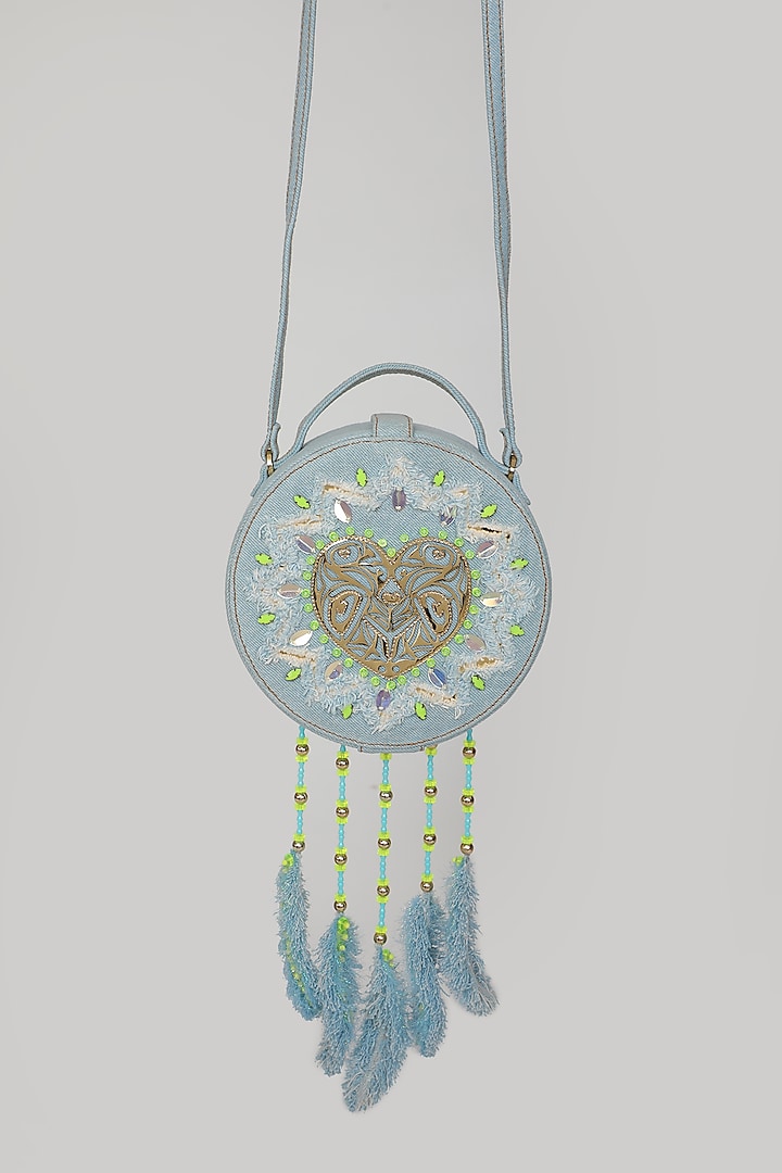 Sky Blue Embroidered Bag by Manish Arora