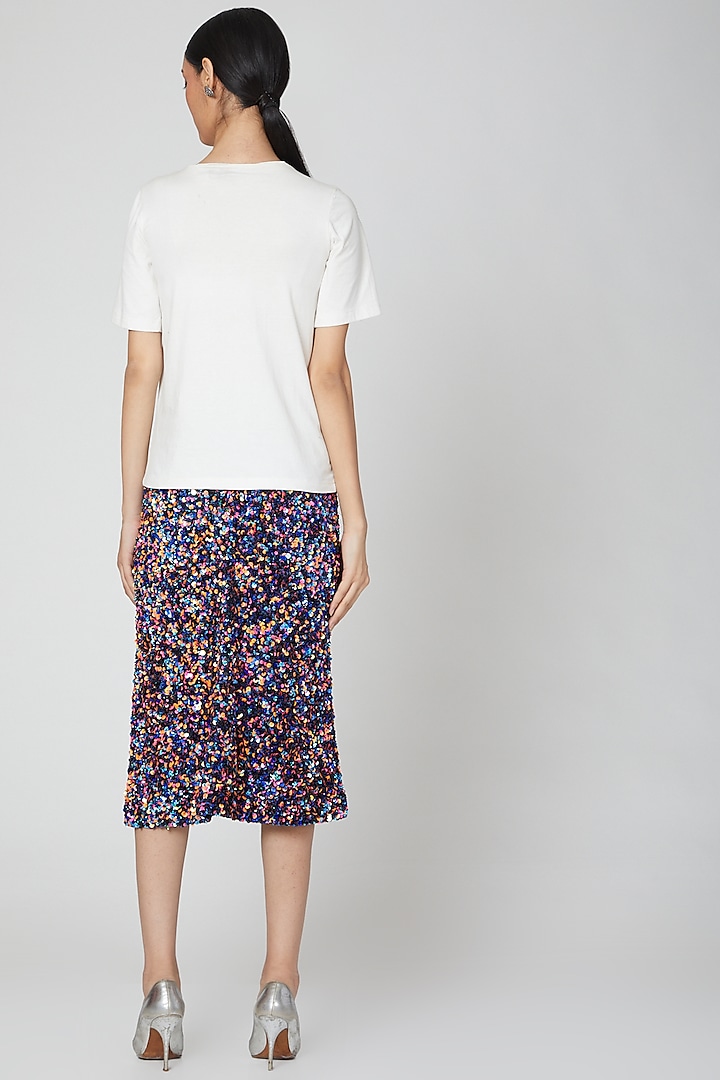 Purple Embroidered Midi Skirt by Manish Arora at Pernia's Pop Up Shop