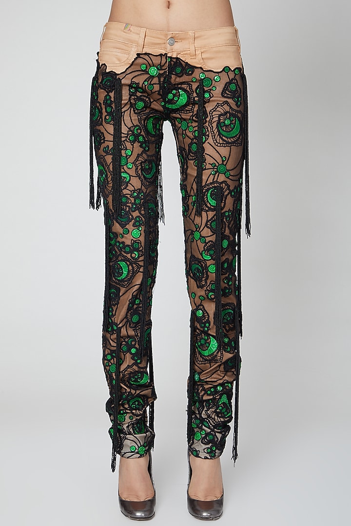 Black Zardosi Embroidered Pants by Manish Arora at Pernia's Pop Up Shop