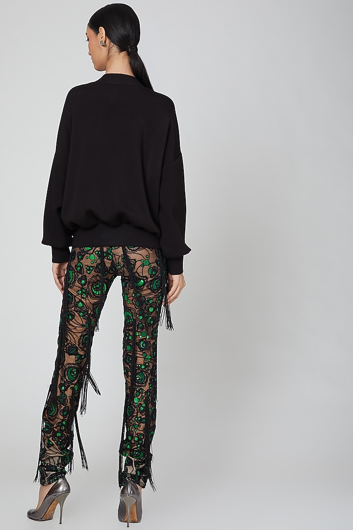 Black Zardosi Embroidered Pants by Manish Arora at Pernia's Pop Up Shop