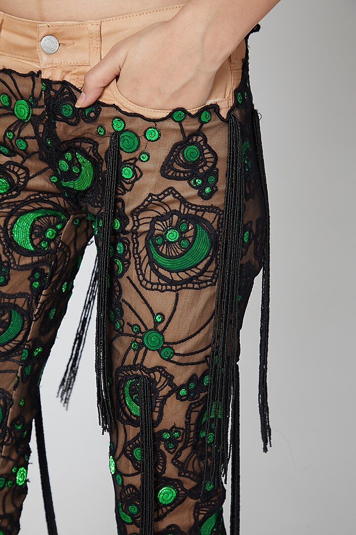 Black Zardosi Embroidered Pants by Manish Arora at Pernia's Pop Up Shop