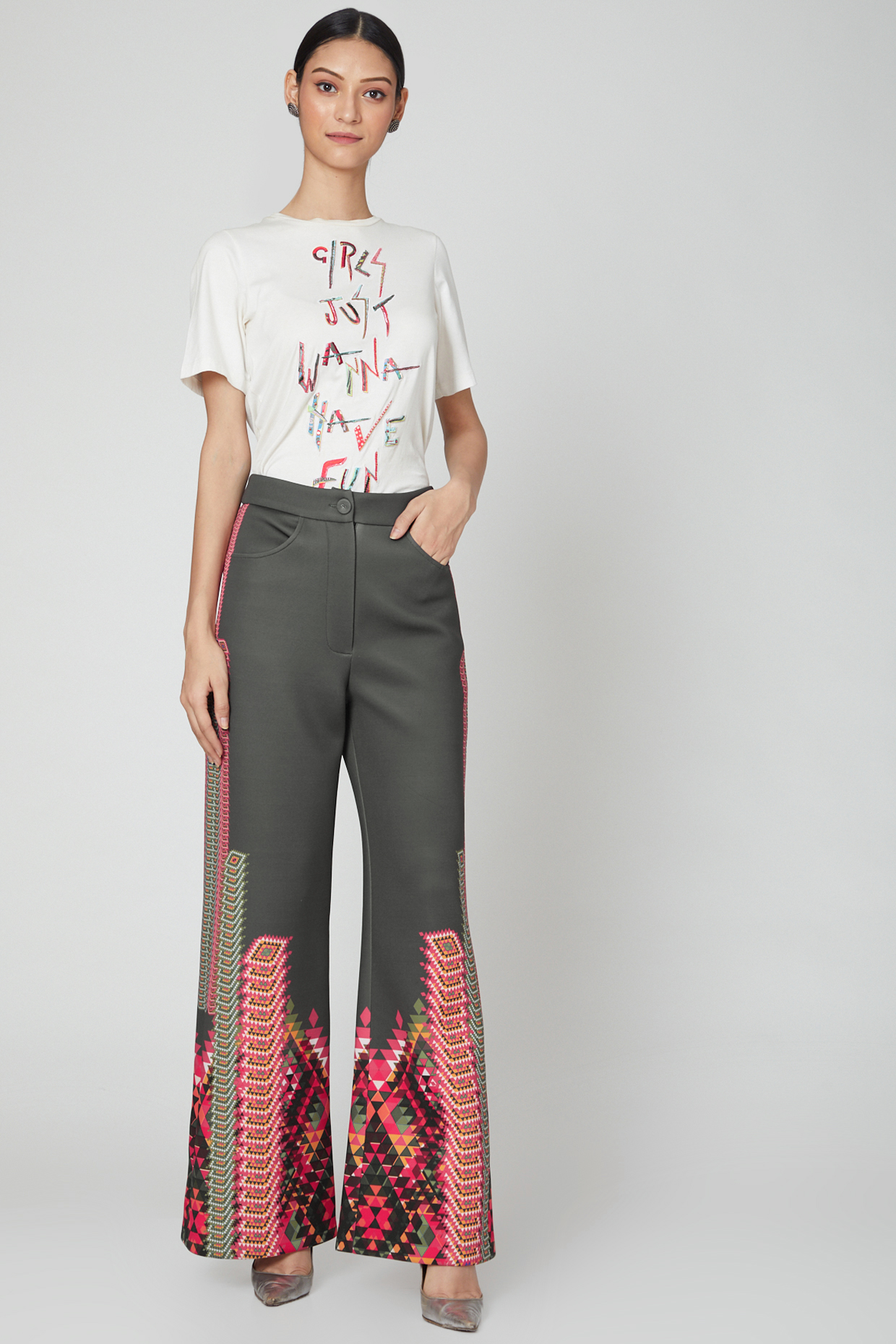 Grey Pants With Slashed Pockets by Manish Arora at Pernia's Pop Up Shop