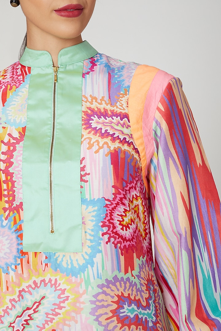 Multi Colored Printed Silk Cocktail Dress by Manish Arora at Pernia's Pop Up Shop