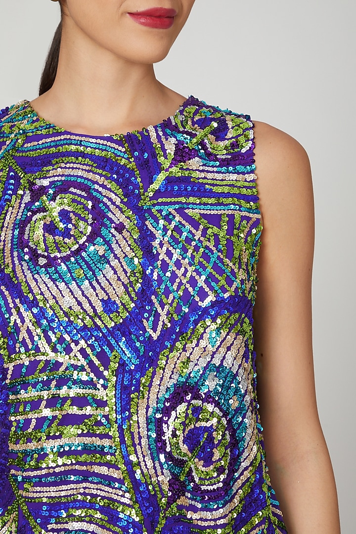 Multi Colored Embellished Cocktail Dress by Manish Arora at Pernia's Pop Up Shop