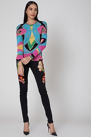 Multi Colored Knitted Sweater by Manish Arora