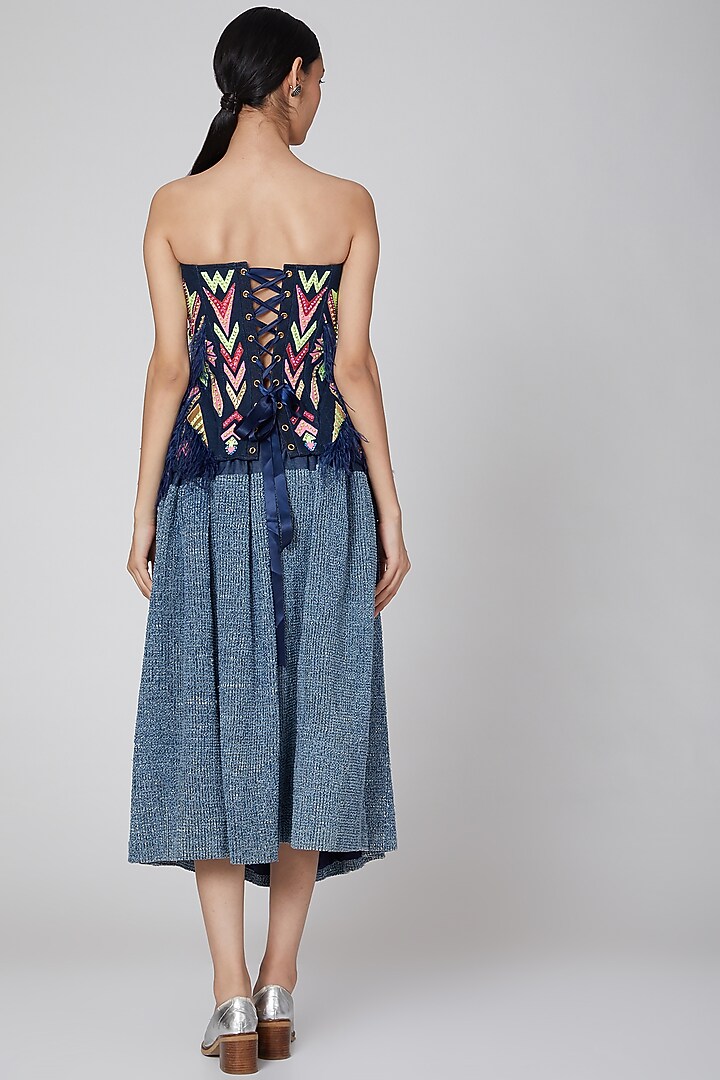 Grey Skirt With Gathers by Manish Arora at Pernia's Pop Up Shop