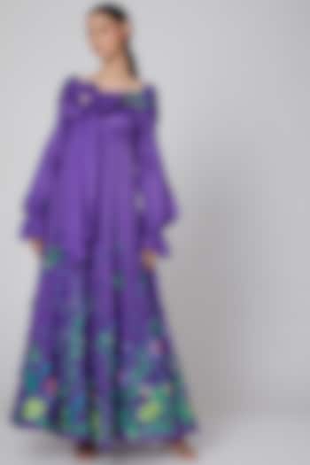 Purple Zardosi Embroidered Dress by Manish Arora