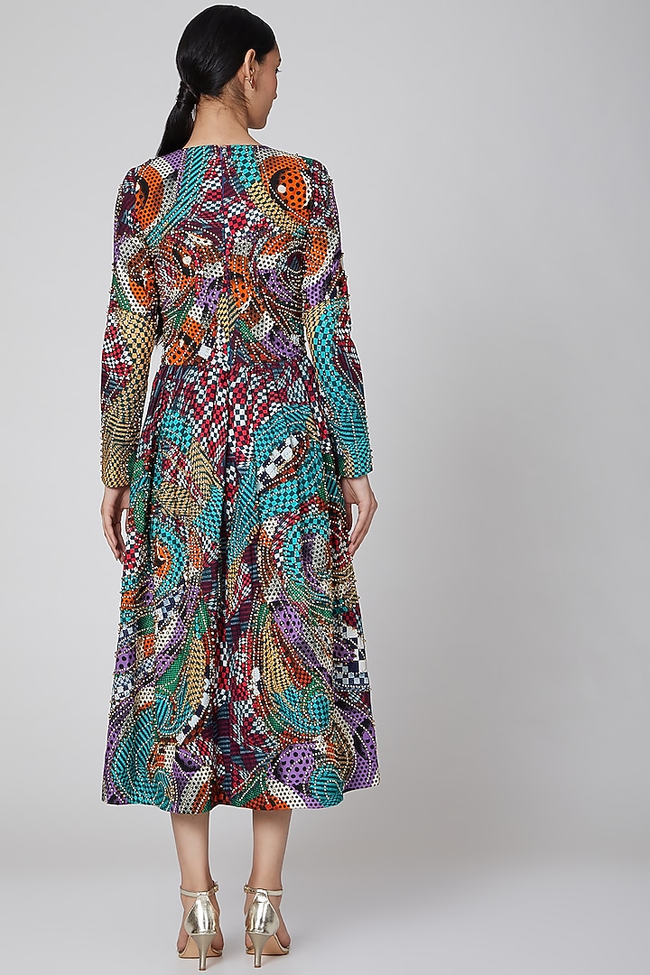 Mint Green Embroidered Party Wear Dress by Manish Arora at Pernia's Pop Up Shop