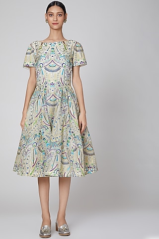 White Appliques Embroidered Dress by Manish Arora