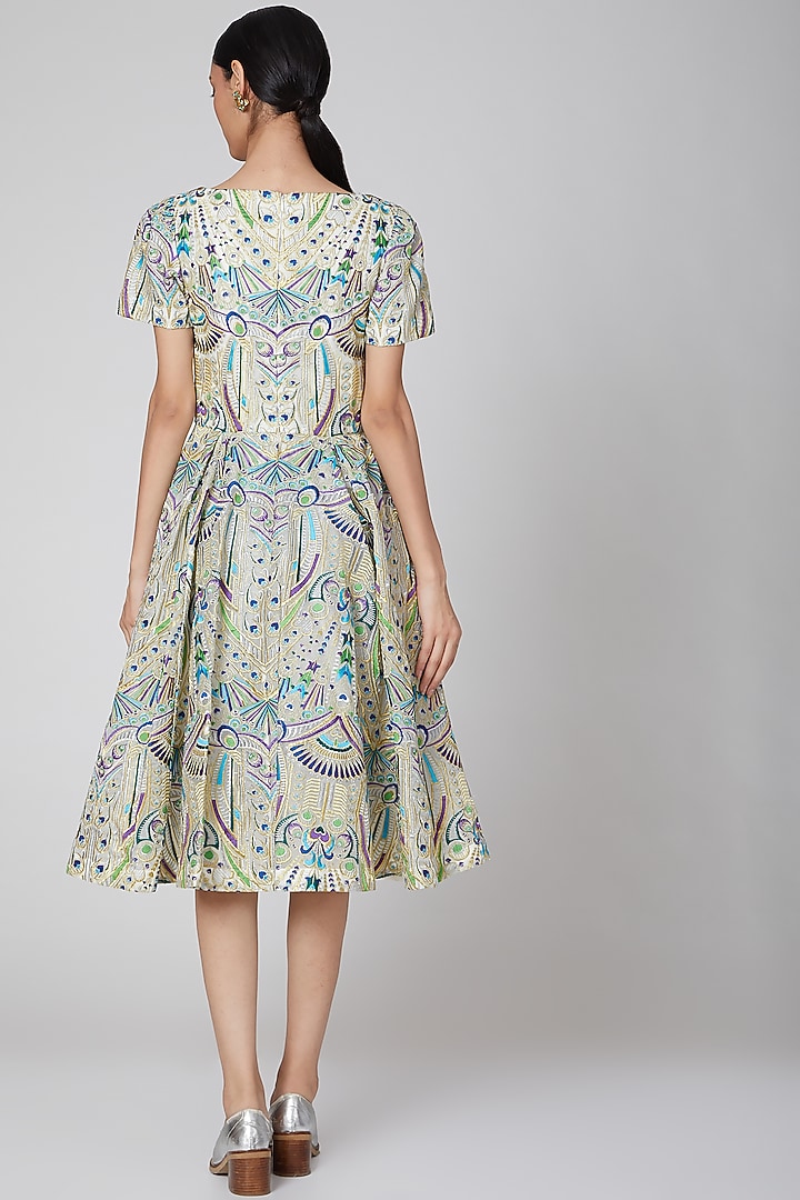 White Appliques Embroidered Party Wear Dress by Manish Arora at Pernia's Pop Up Shop