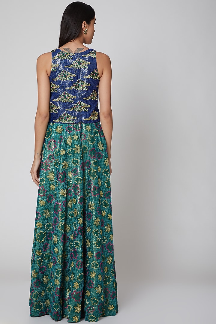 Mint Green Embroidered Maxi Party Wear Dress by Manish Arora at Pernia's Pop Up Shop