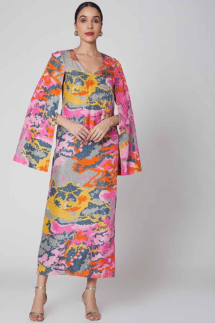 Multi Colored Printed Maxi Vacation Dress by Manish Arora at Pernia's Pop Up Shop