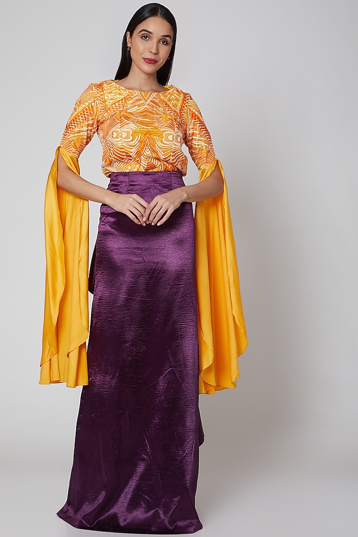 Purple Satin Skirt by Manish Arora