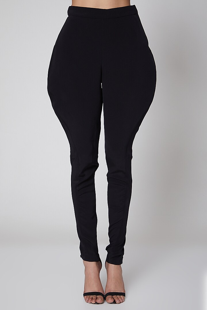 Black Solid Pants by Manish Arora at Pernia's Pop Up Shop