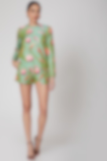 Olive Green Printed Shorts by Manish Arora