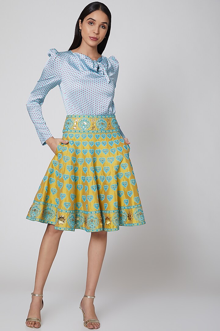 Yellow Embroidered Skirt by Manish Arora