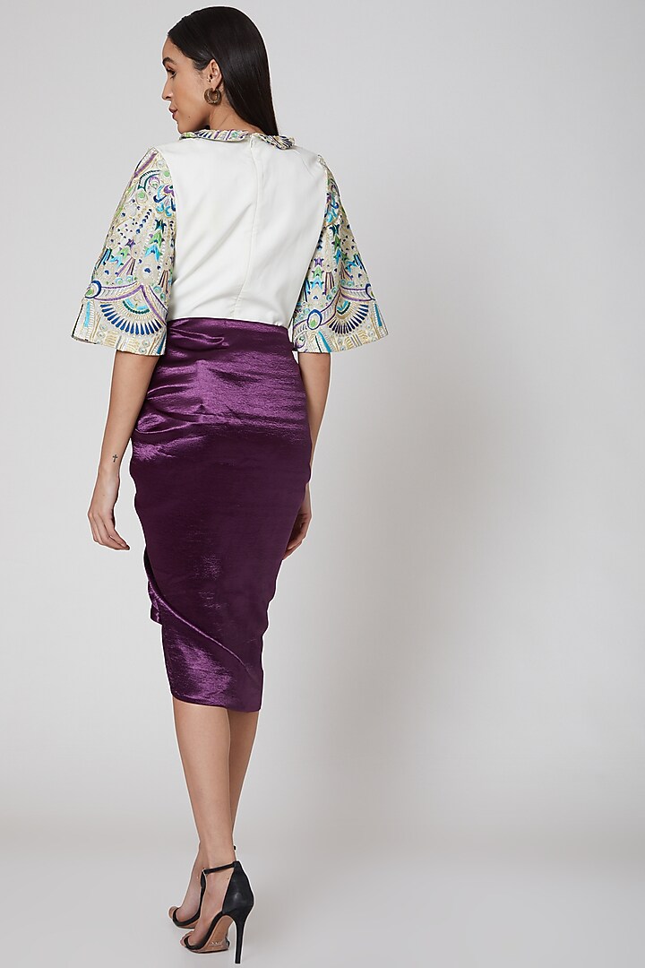 Purple Draped Satin Skirt by Manish Arora at Pernia's Pop Up Shop