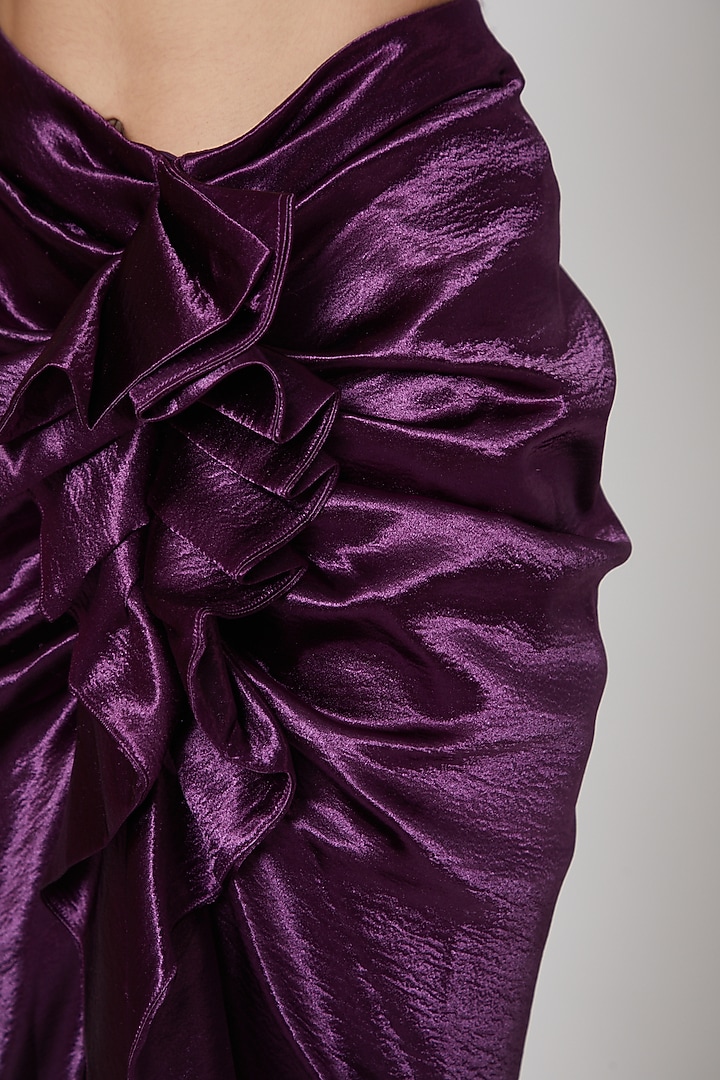 Purple Draped Satin Skirt by Manish Arora at Pernia's Pop Up Shop