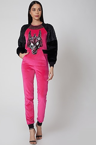 Fuchsia Embroidered Jumpsuit by Manish Arora