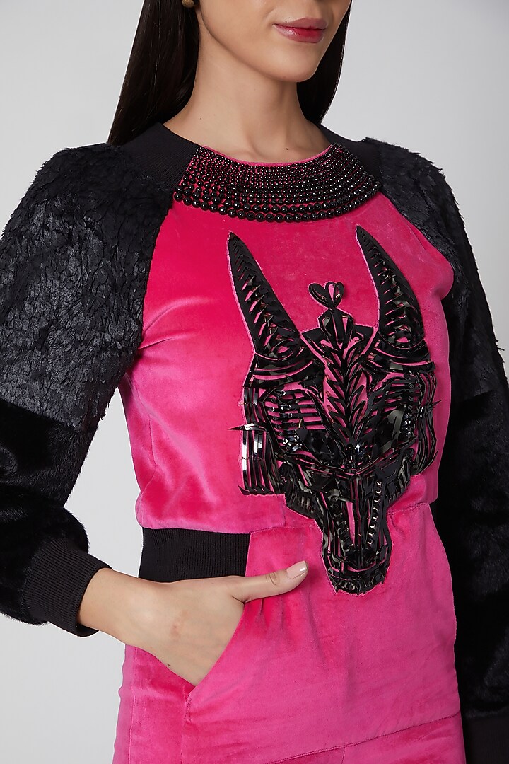 Fuchsia Embroidered Jumpsuit by Manish Arora at Pernia's Pop Up Shop