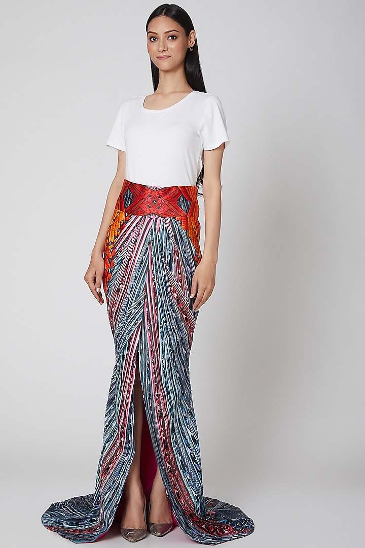 Multi Colored Floral Printed Skirt by Manish Arora at Pernia's Pop Up Shop