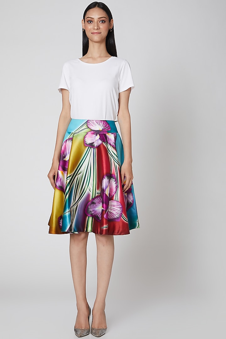 Multi Colored Floral Skirt  by Manish Arora