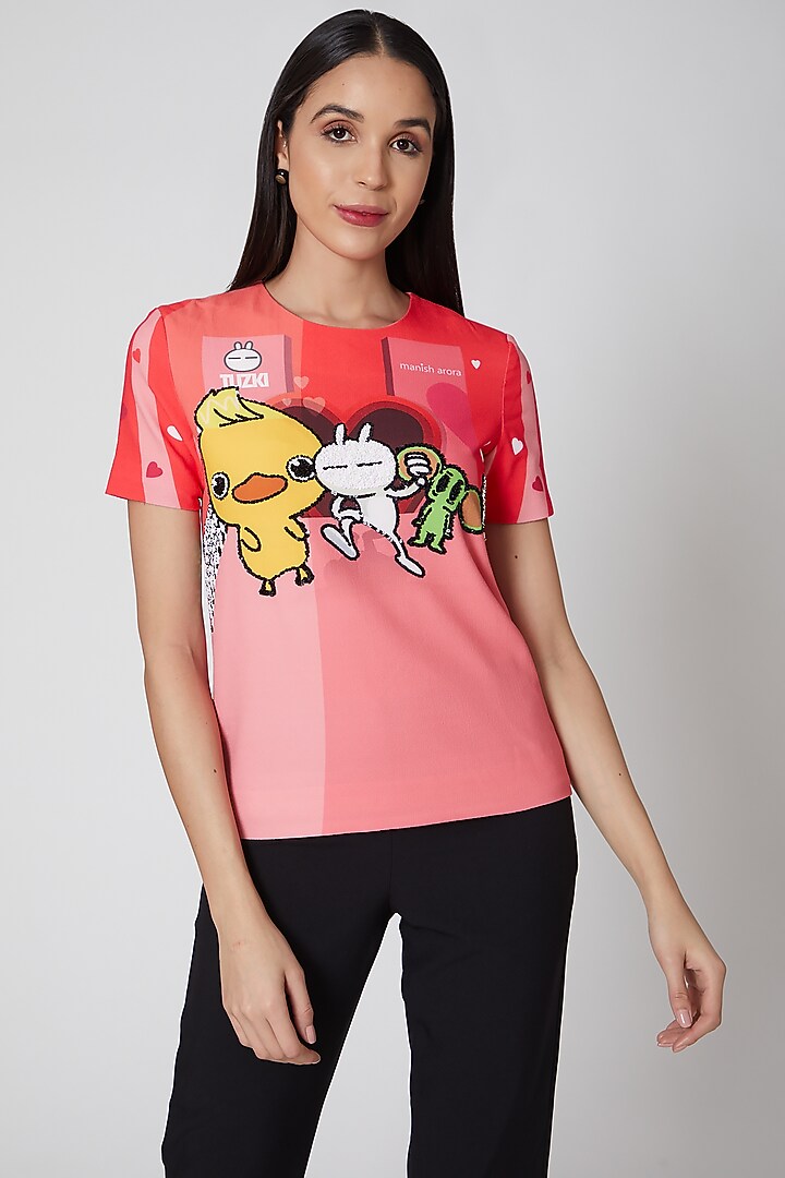 Orange Tuzki Bunny Printed Top by Manish Arora at Pernia's Pop Up Shop