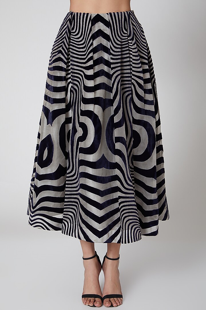 Black Techno Striped Skirt by Manish Arora at Pernia's Pop Up Shop