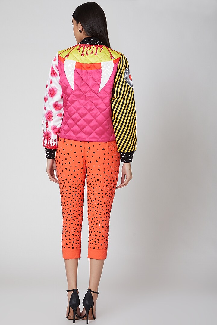 Orange Embroidered Pants by Manish Arora at Pernia's Pop Up Shop