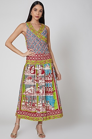 Multi Colored Embroidered Sleeveless Dress  by Manish Arora