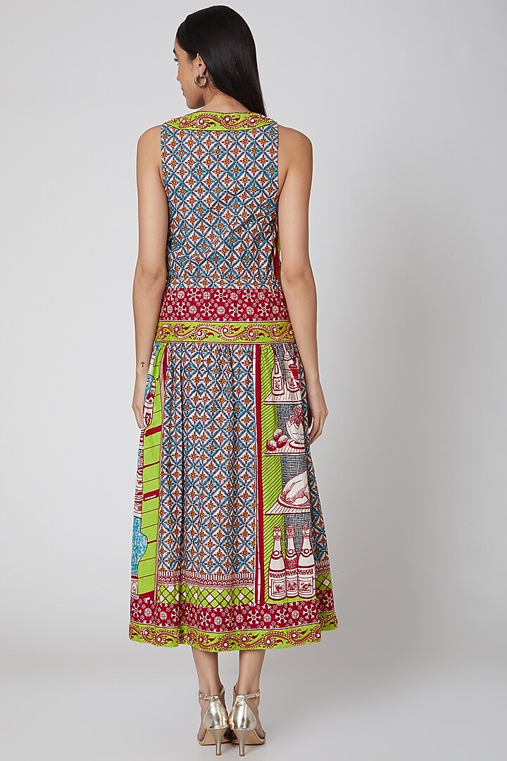 Multi Colored Embroidered Sleeveless Party Wear Dress by Manish Arora at Pernia's Pop Up Shop