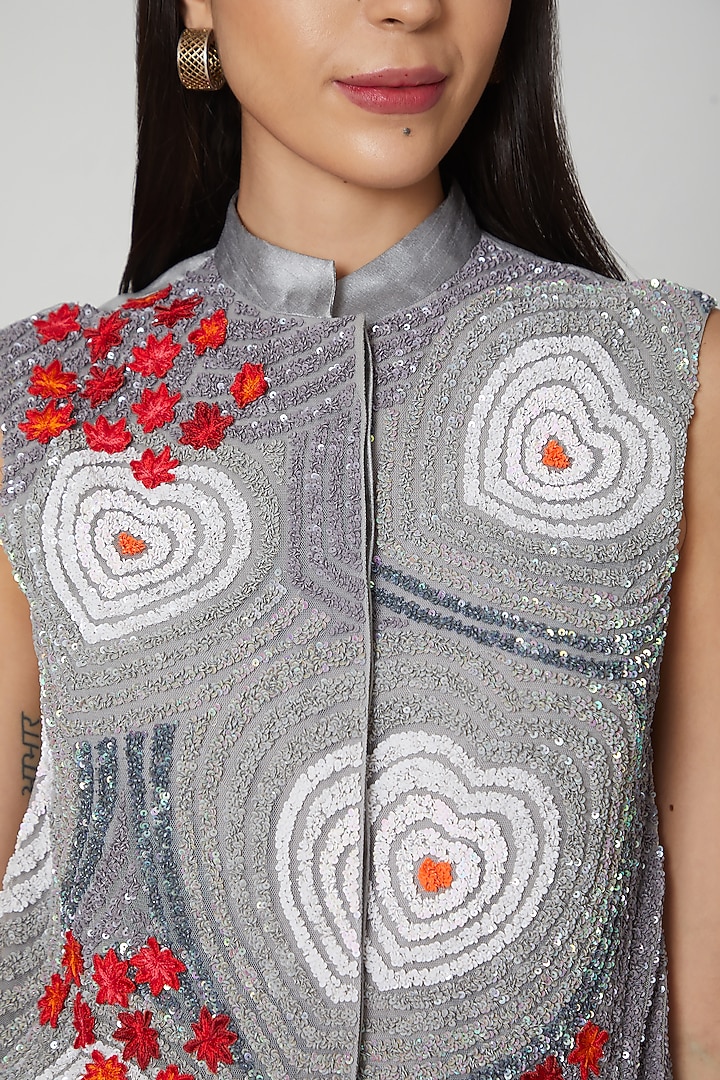 Silver Hand Embroidered Jacket by Manish Arora at Pernia's Pop Up Shop