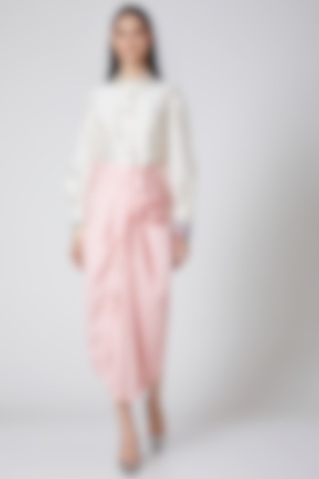 Blush Pink Printed Wrap Skirt by Manish Arora
