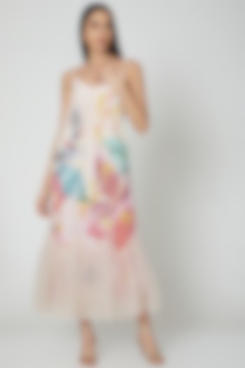 Multi Colored Printed Ruffled Maxi Dress by Manish Arora
