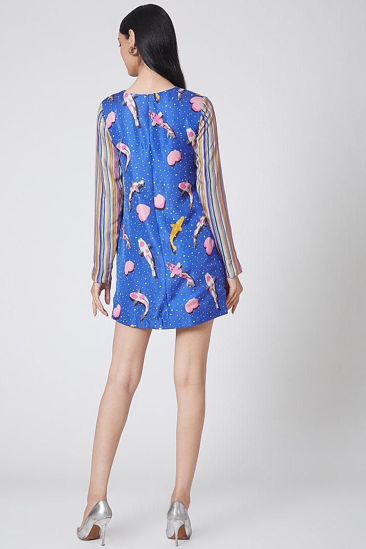 Cobalt Blue Embroidered Vacation Dress by Manish Arora at Pernia's Pop Up Shop