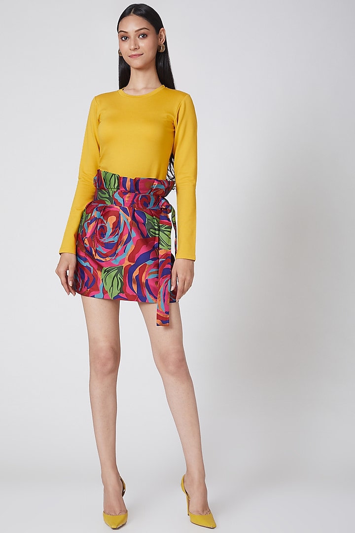 Multi Colored Printed Skirt by Manish Arora